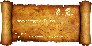 Mansberger Rita névjegykártya